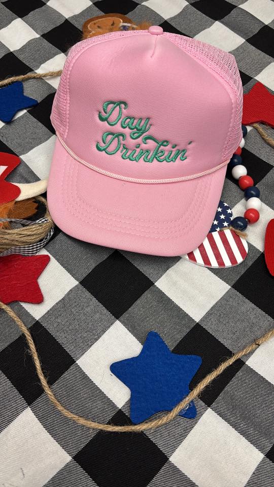 Pink and Green Day Drinking Truckers Hat