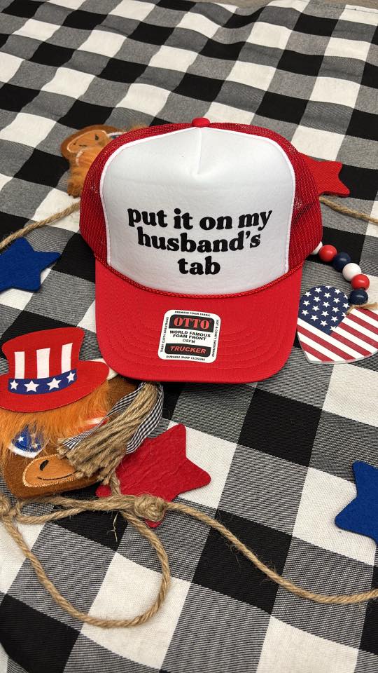 put it on my husband's tab trucker hat