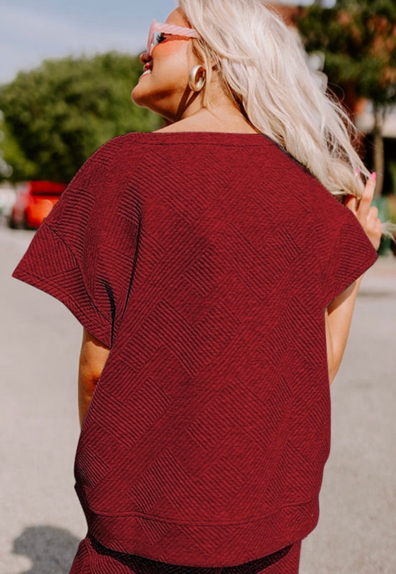 Red Dahlia Textured Loose Fit