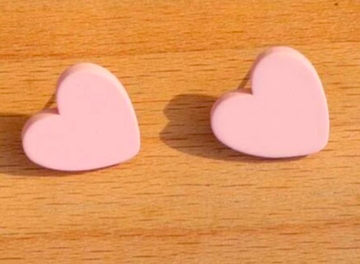 Pink Heart Post Earrings