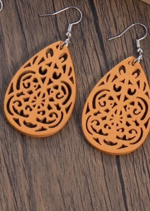 Yellow Wooden Earrings