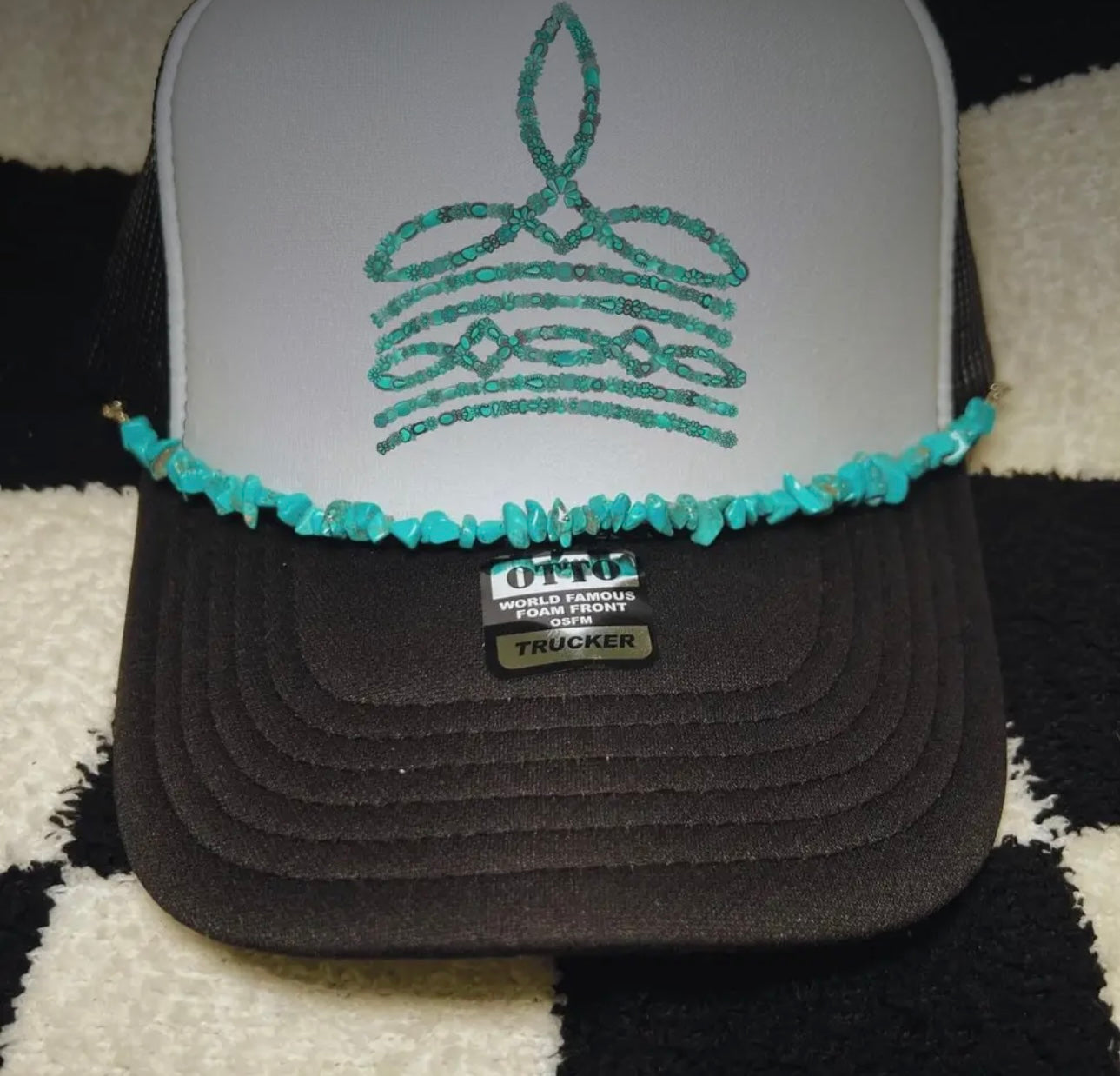 Turquoise Boot Stitch Trucker Hat