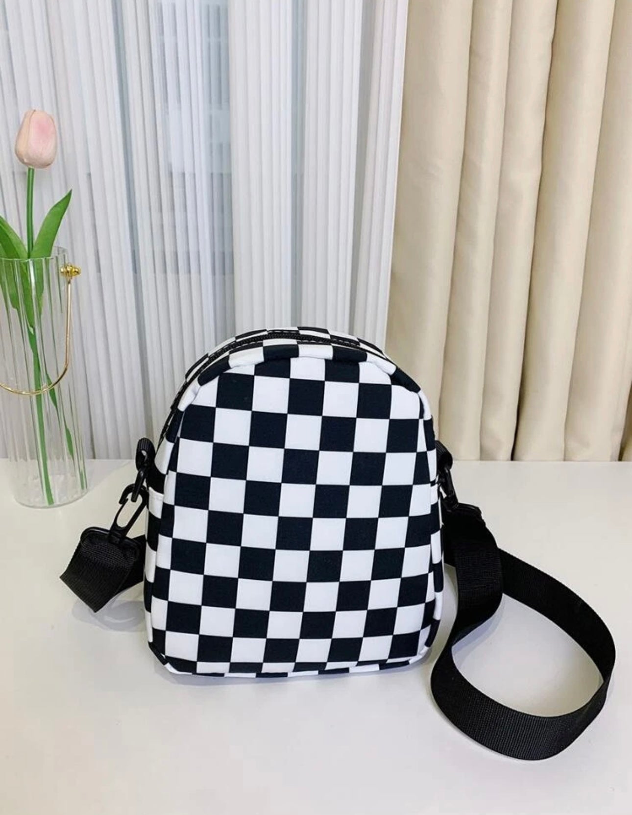Black and White Checkered Bag