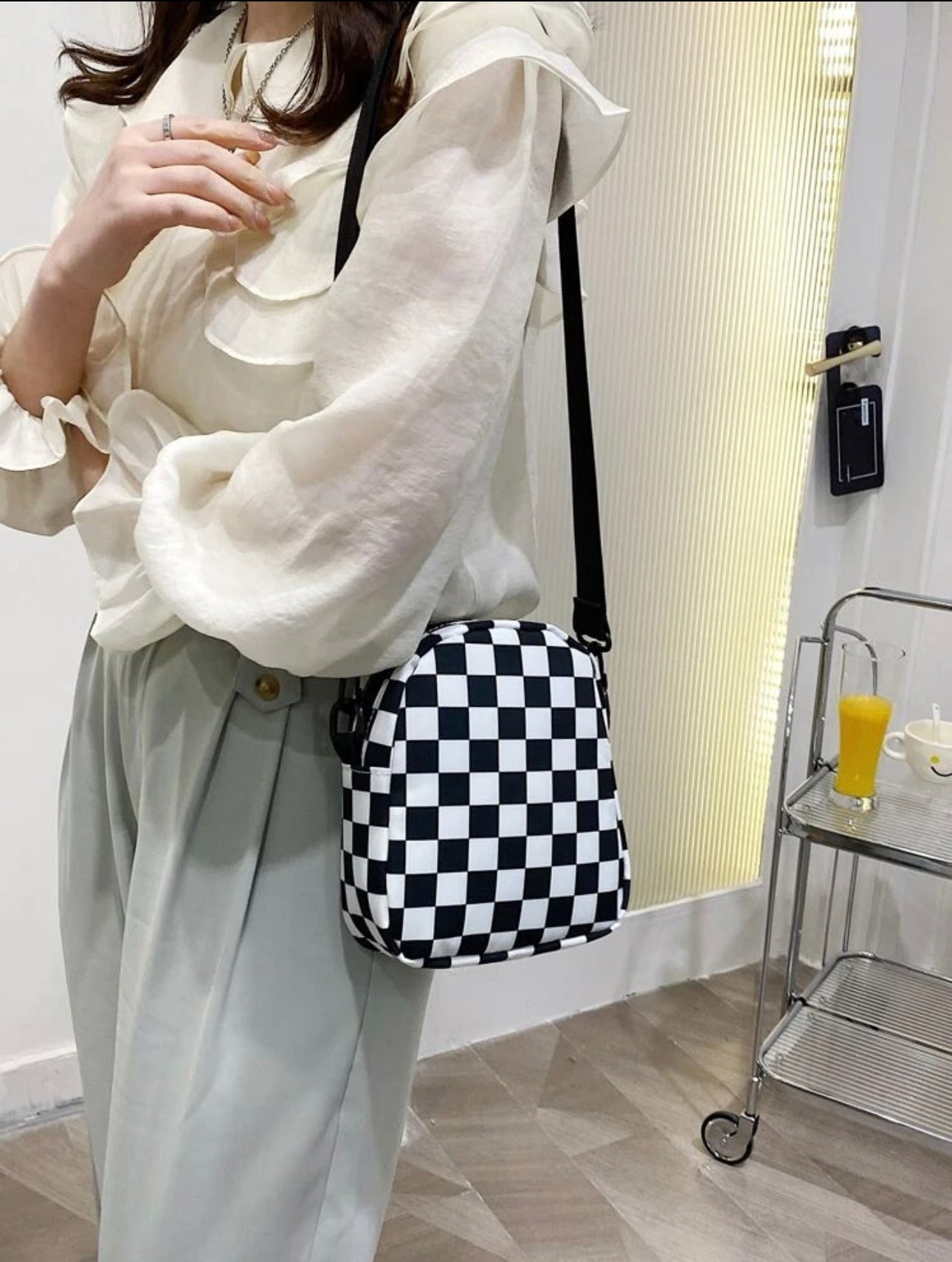 Black and White Checkered Bag