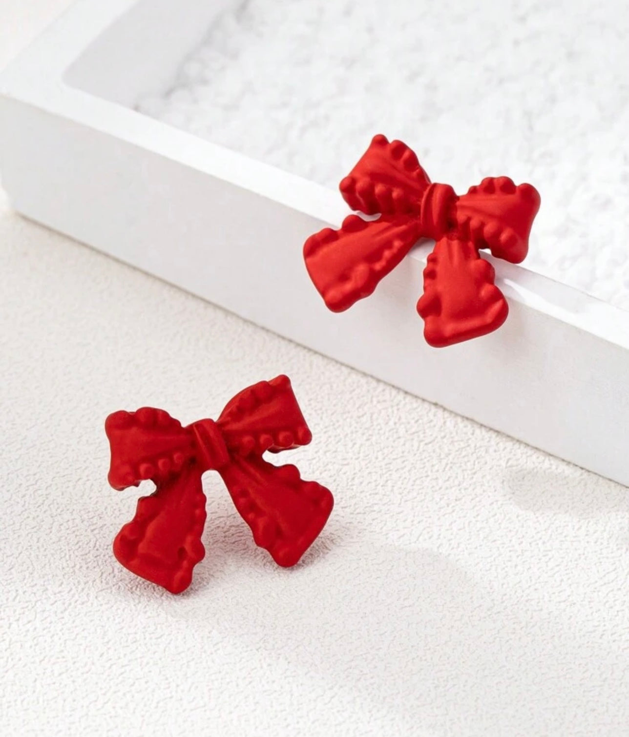 Red Bow Earrings