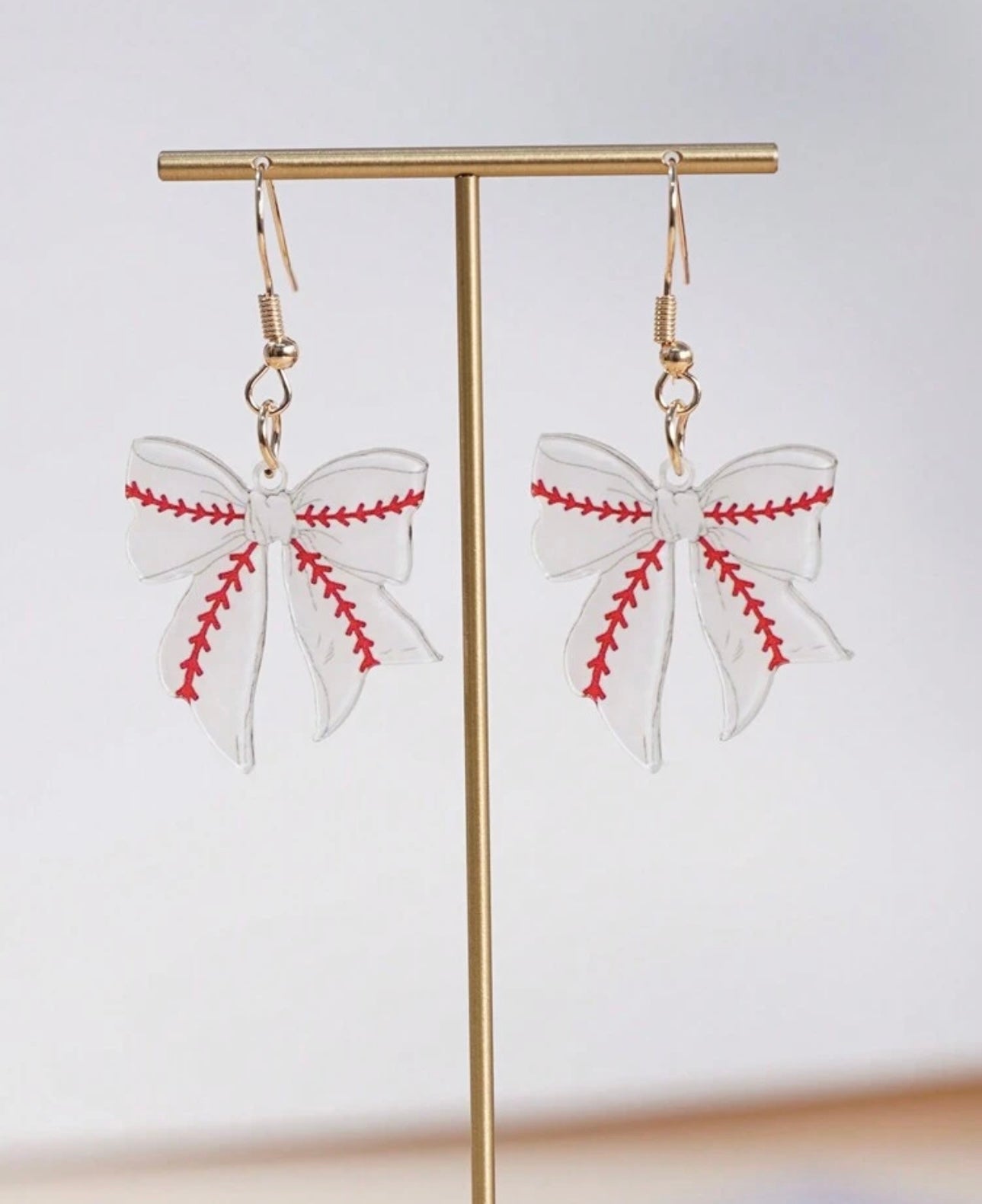 Baseball Bows Dangle Earrings