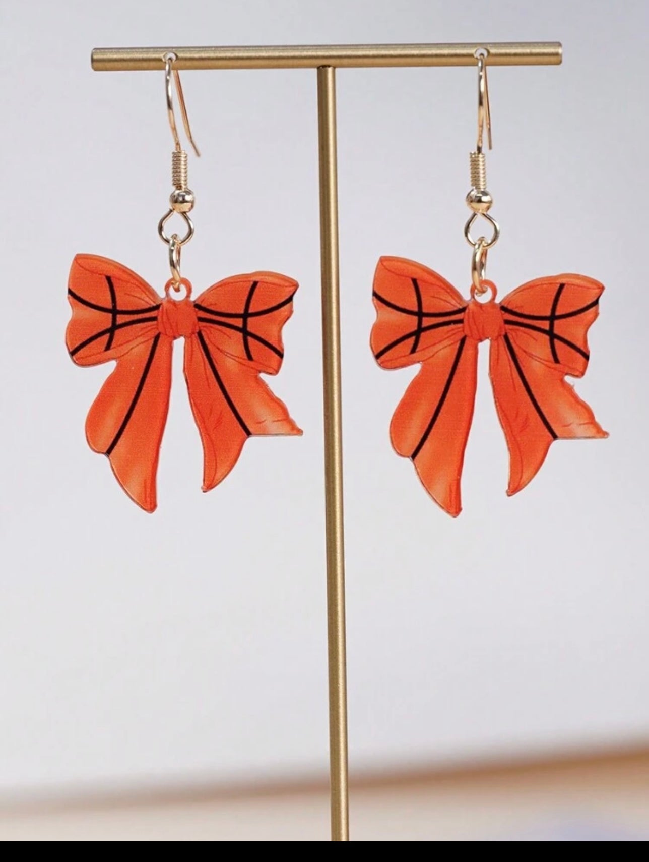 Basketball Bow Dangle Earrings