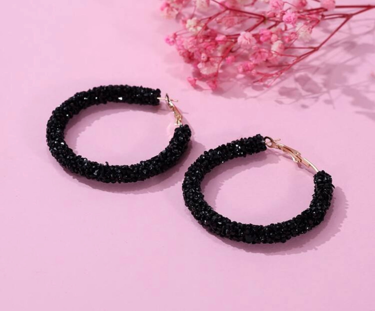 Black Icing Hoop Earrings