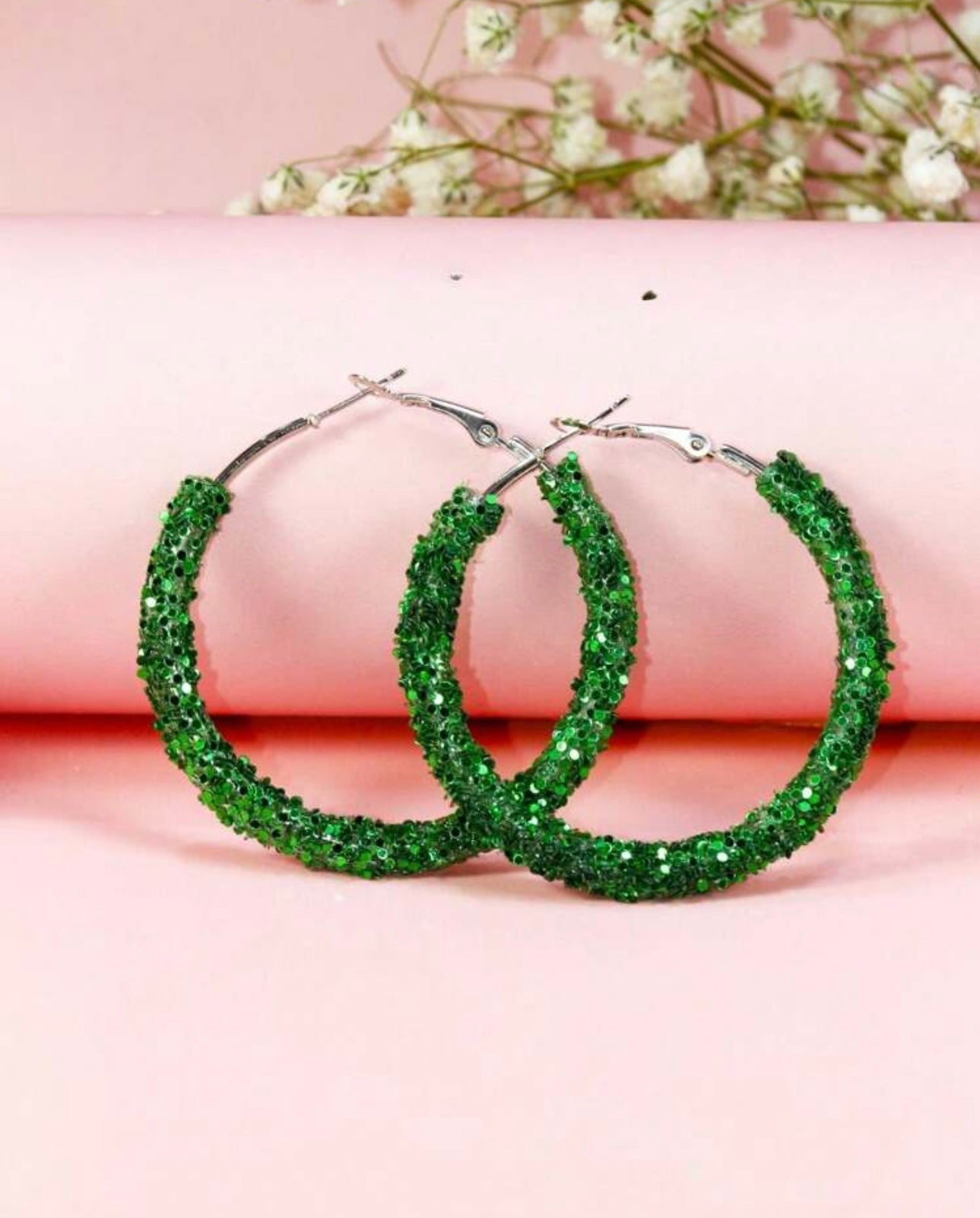 Green Icing Hoop Earrings