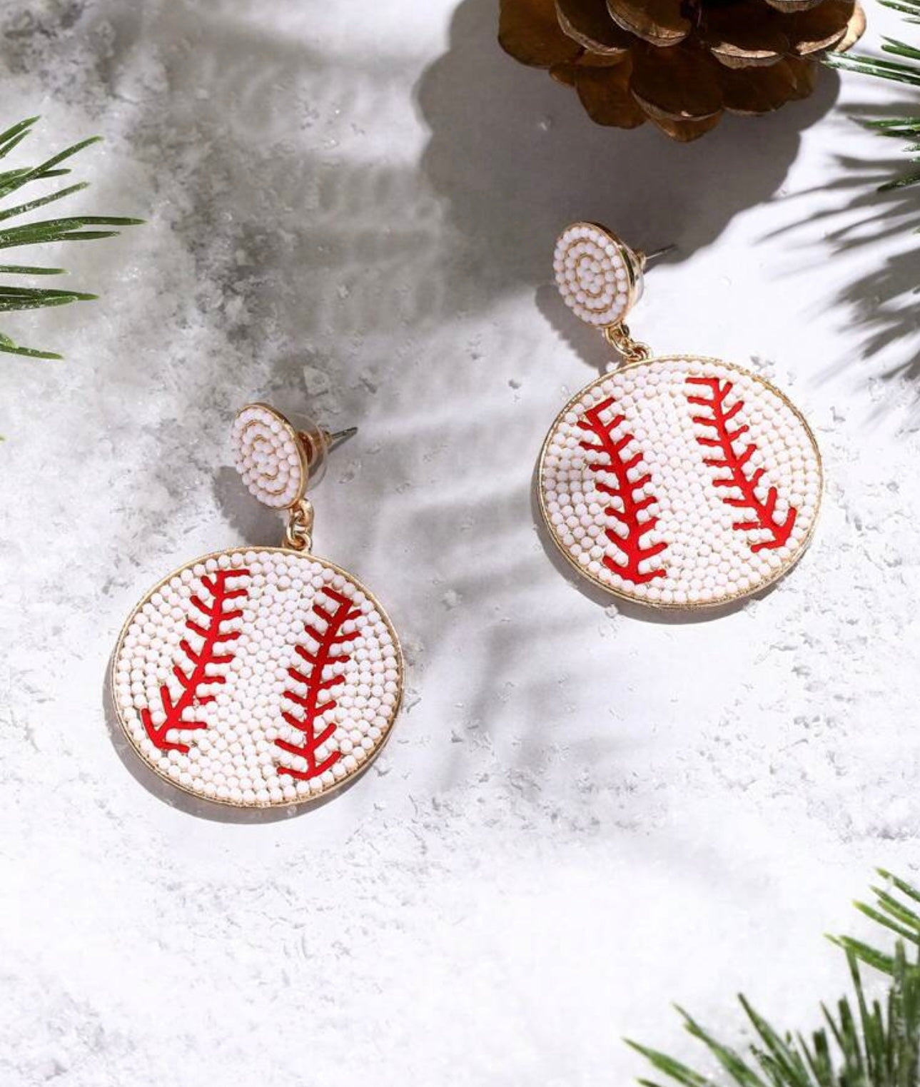 Baseball Sea Bead Earrings