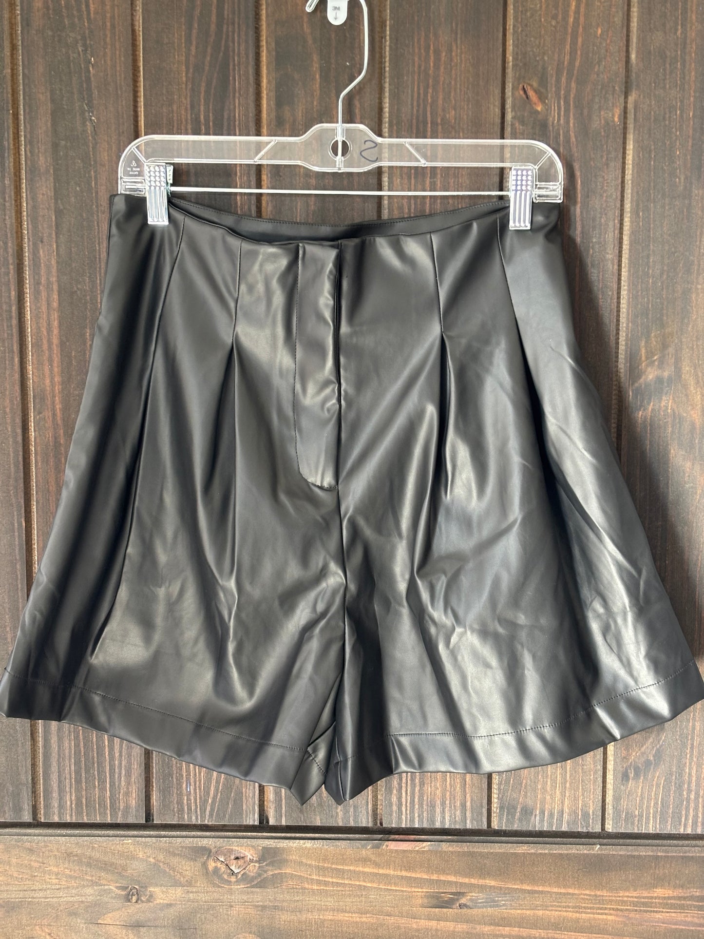 Pleated Faux Leather Shorts by Entro Clothing