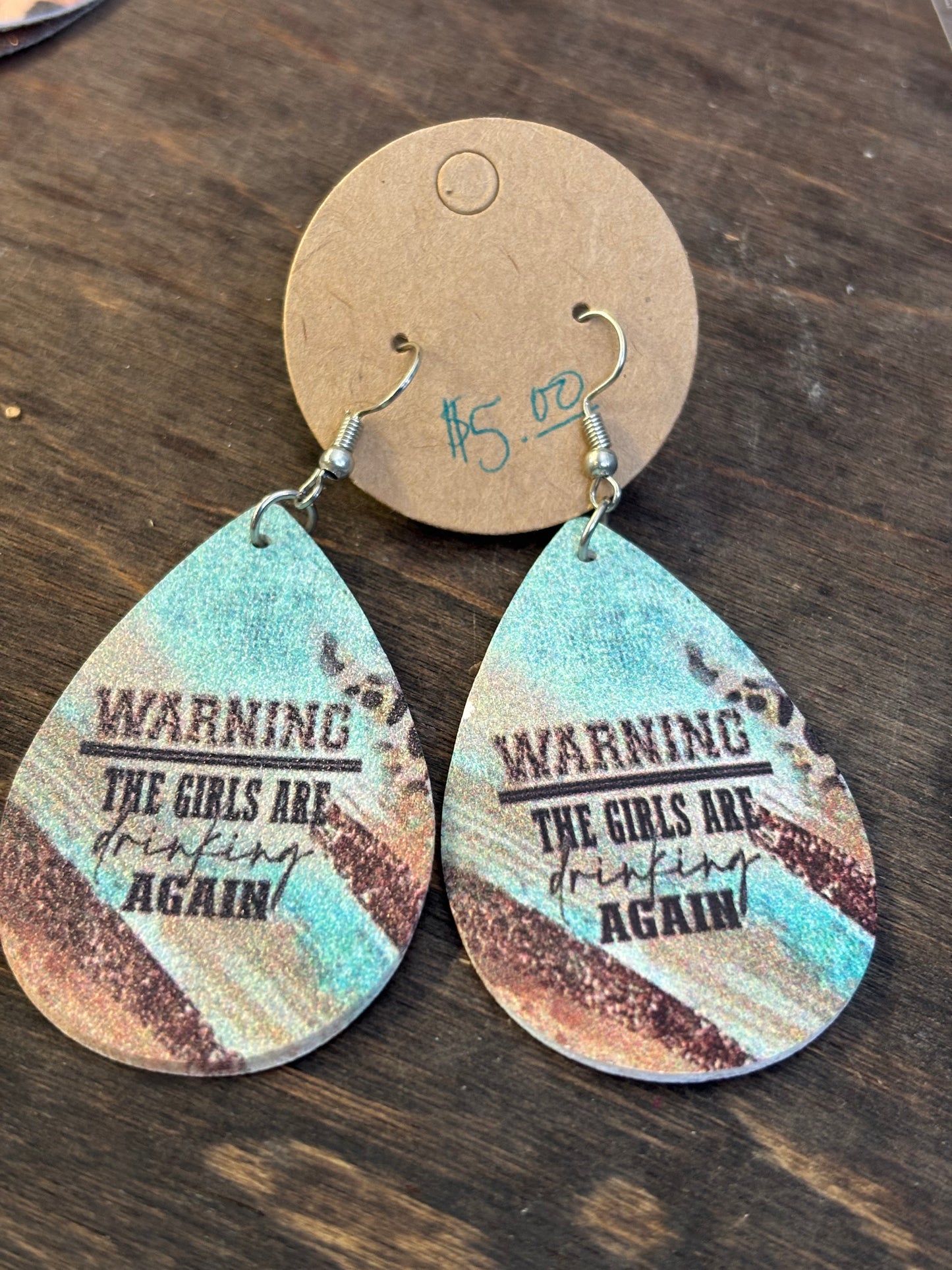 warning dangle earrings
