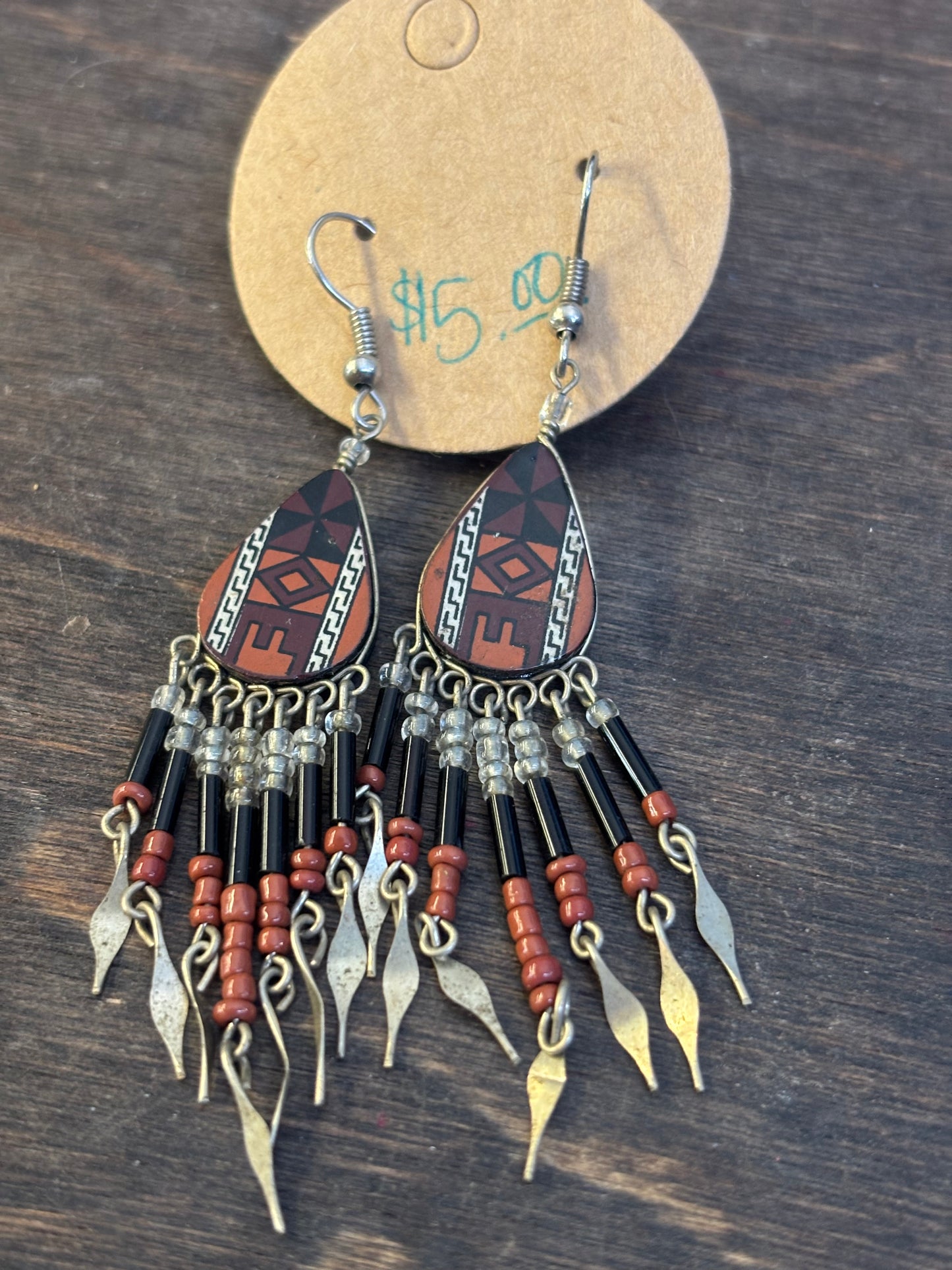 bead and metal earrings