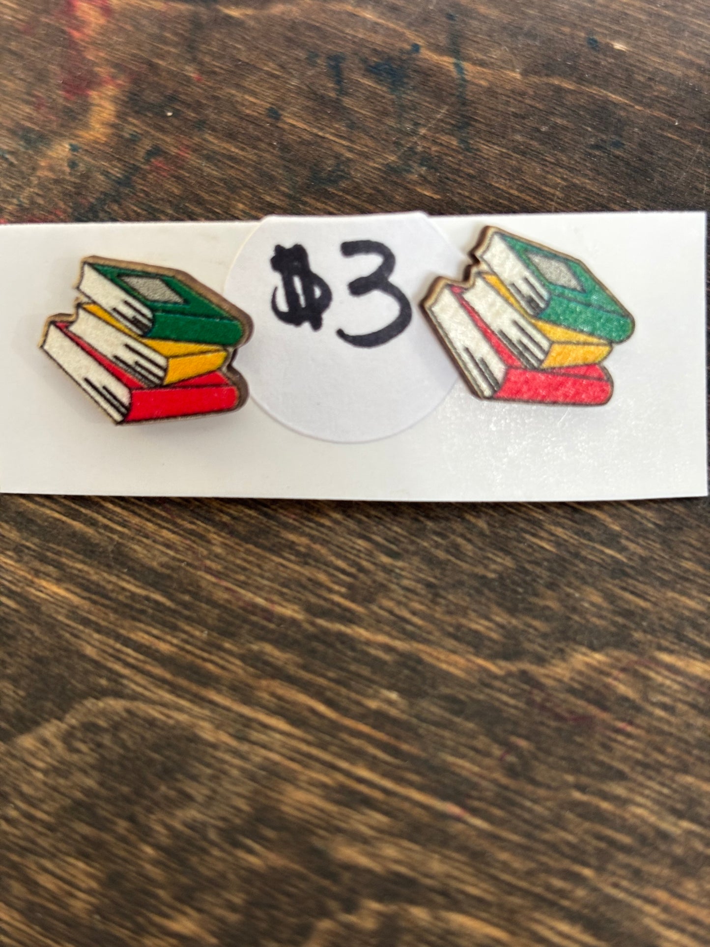 Wooden Book Post Earrings