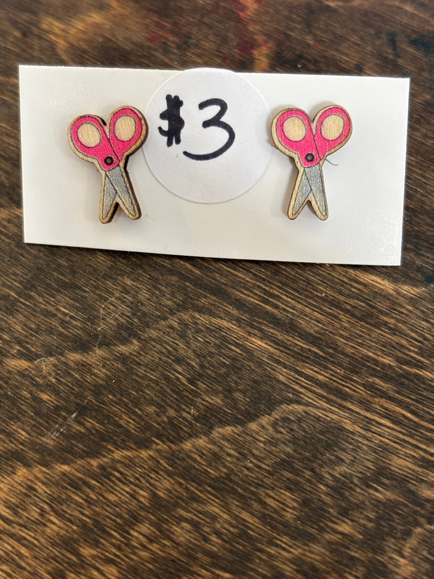 wood scissor post earrings