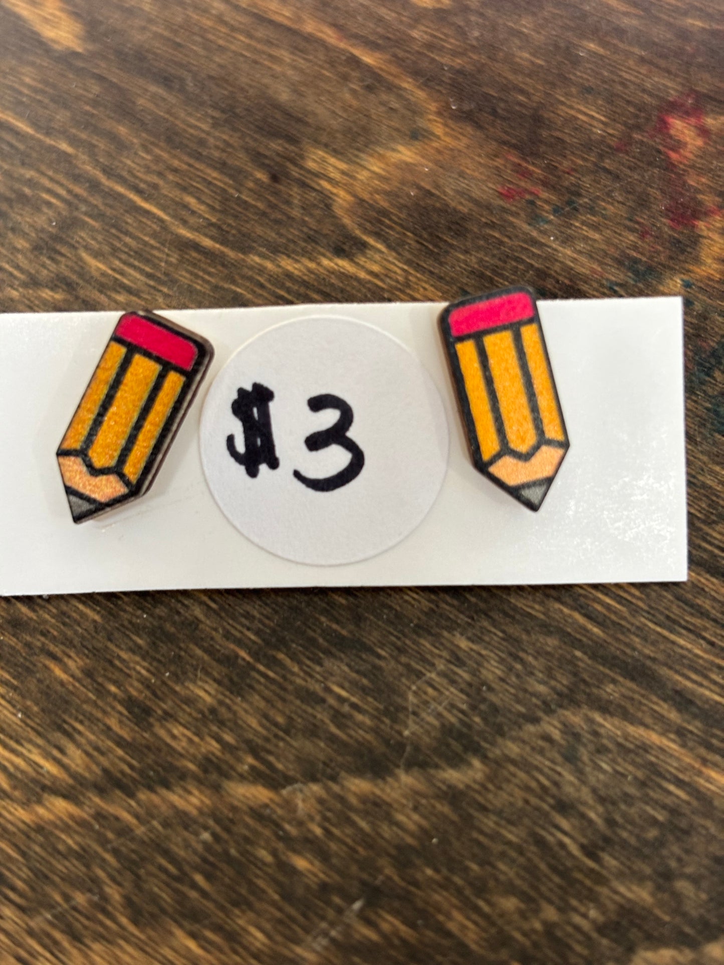 wood pencil post earrings