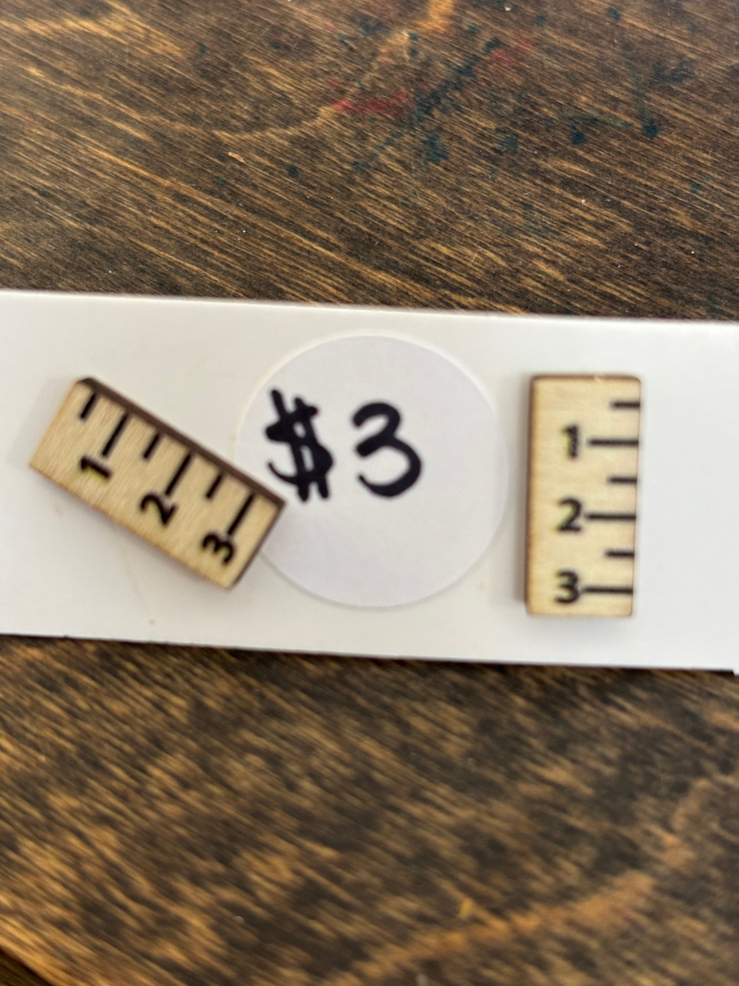 wood ruler post earrings
