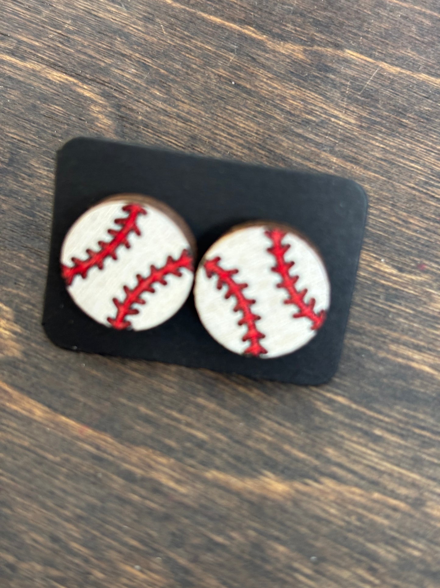 wood baseball post earrings
