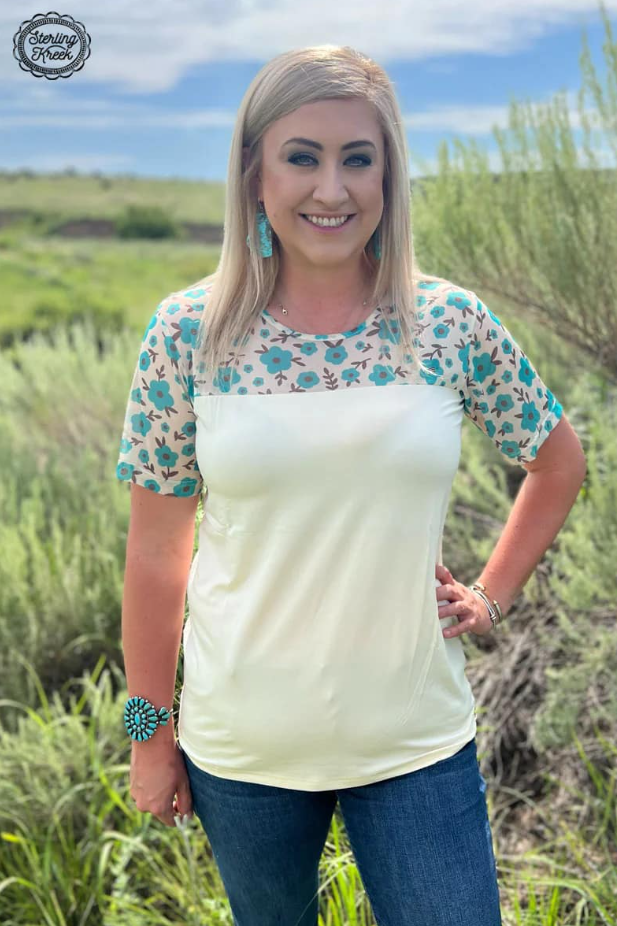 Cream and Floral Shirt