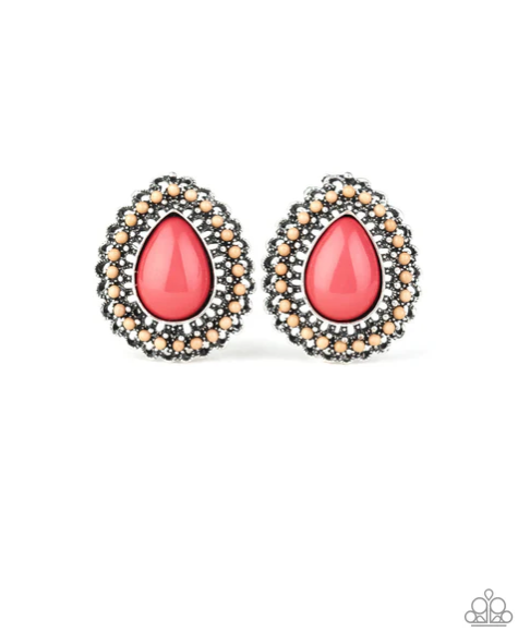 Beaded Blast - Pink ♥ Post Earrings