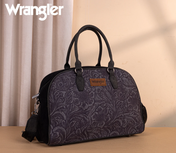 Wrangler Vintage Floral Printed Duffle Bag - Black