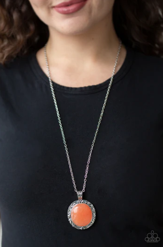 Stone Aura - Orange Necklace - Paparazzi