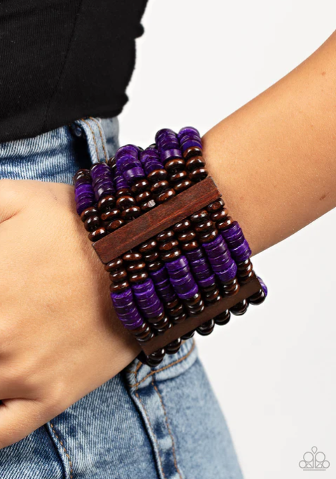 ♥ Vacay Vogue - Purple ♥ Wood Bracelet
