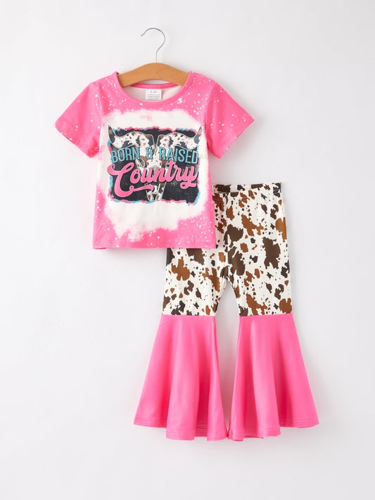Girls Pink Western Flora Leopard Print
