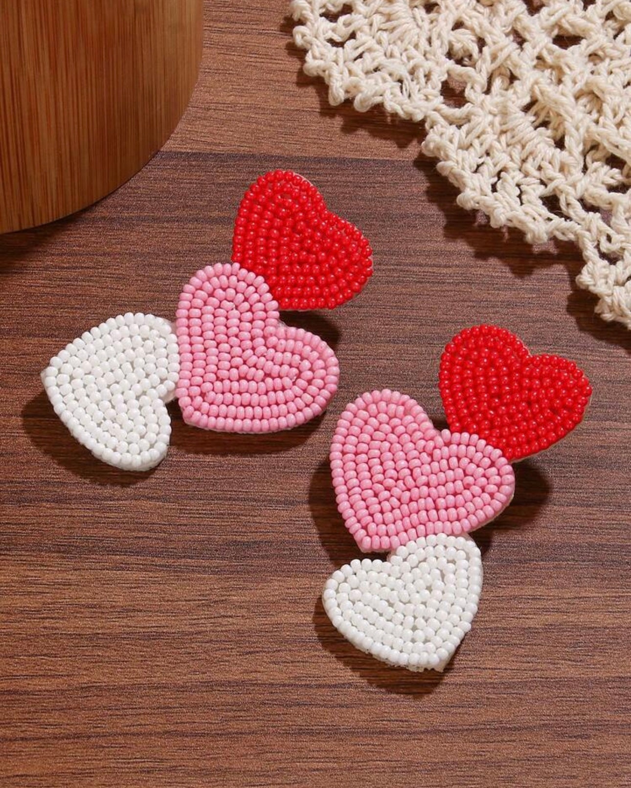 bead heart earrings