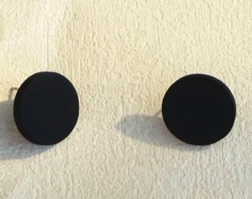 Black Round Post Earrings