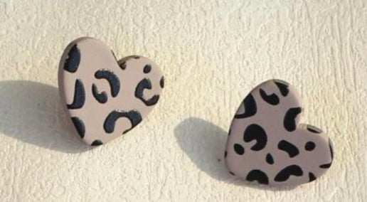 Black/Gray Heart Post Earrings