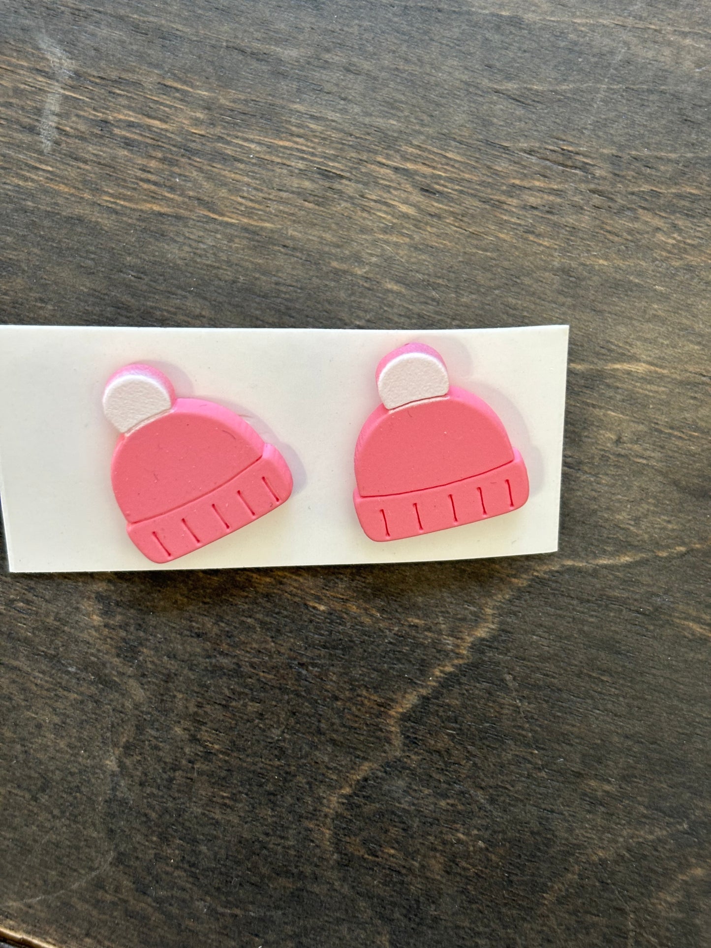 Pink Snow Hat Post Earrings
