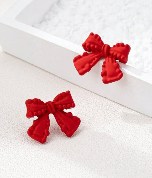 Red Bow Earrings