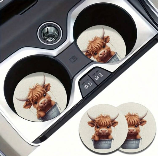 Highland Cow Car Coaster