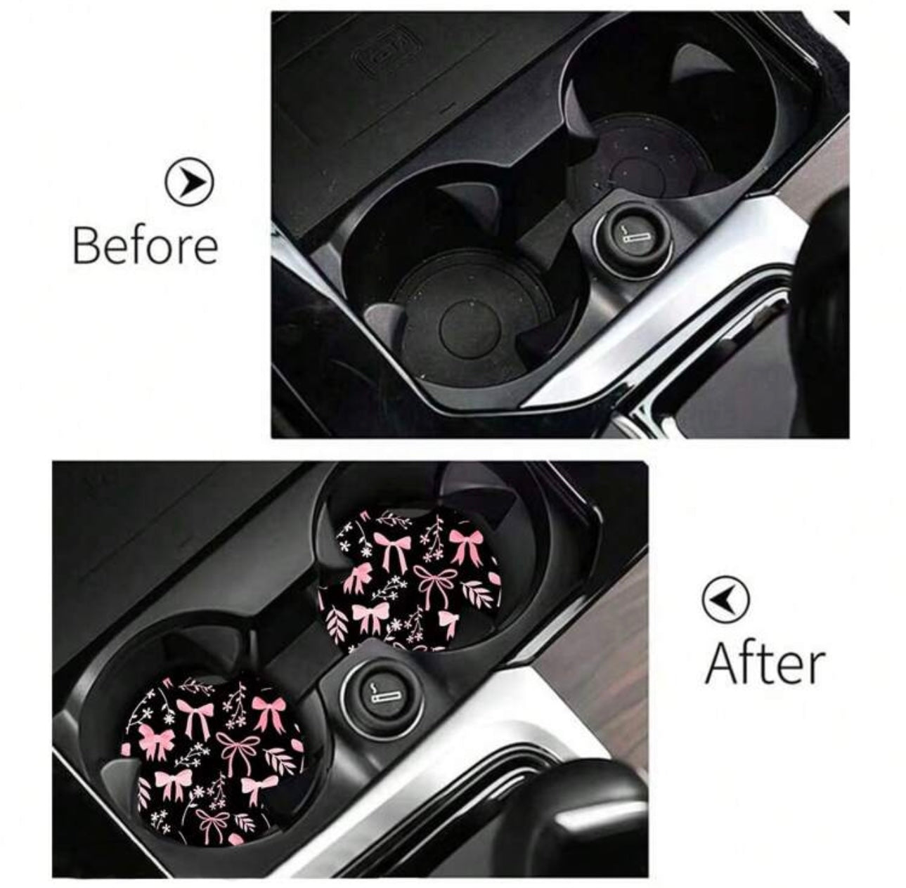 Pink Bow Car Coasters