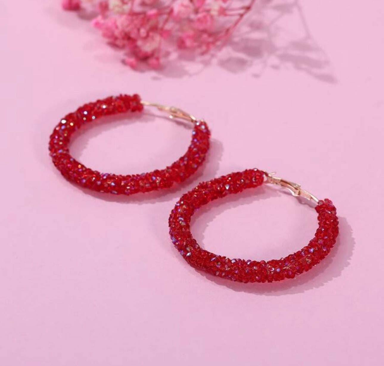 Red Icing Hoop Earrings