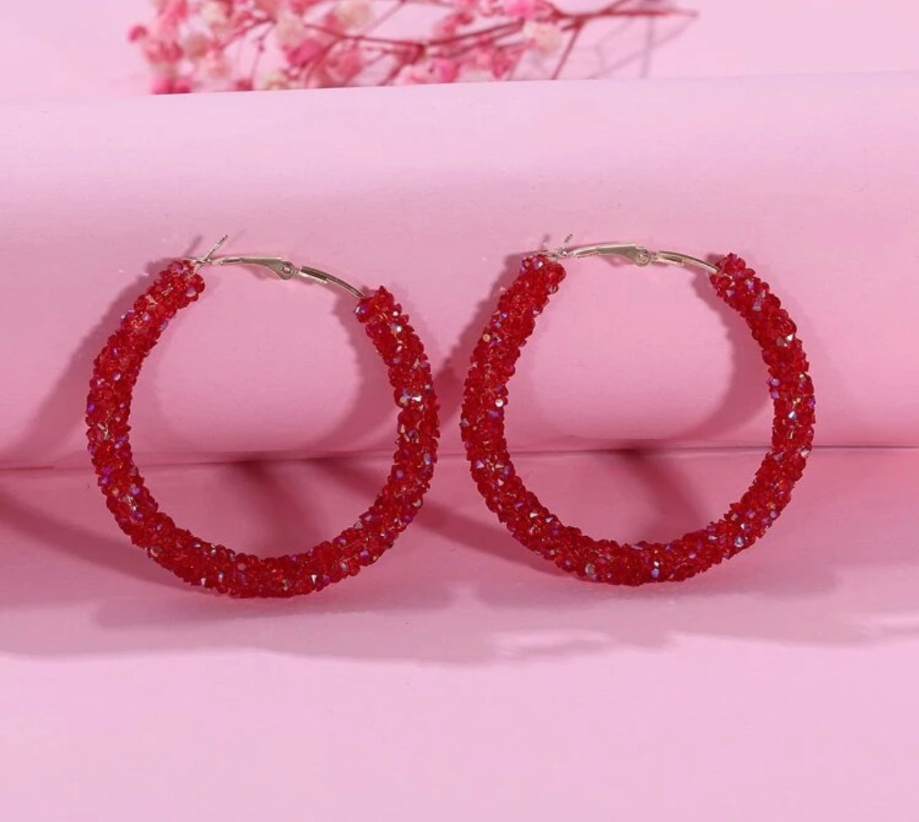 Red Icing Hoop Earrings