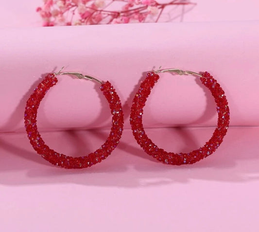 Red Icing Hoop Earrings