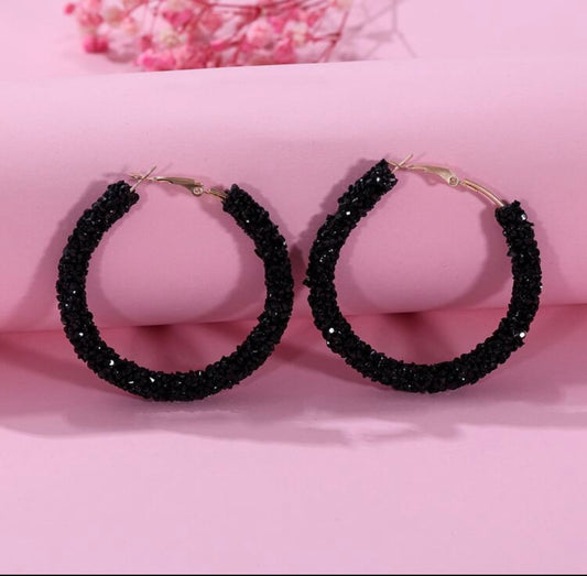 Black Icing Hoop Earrings