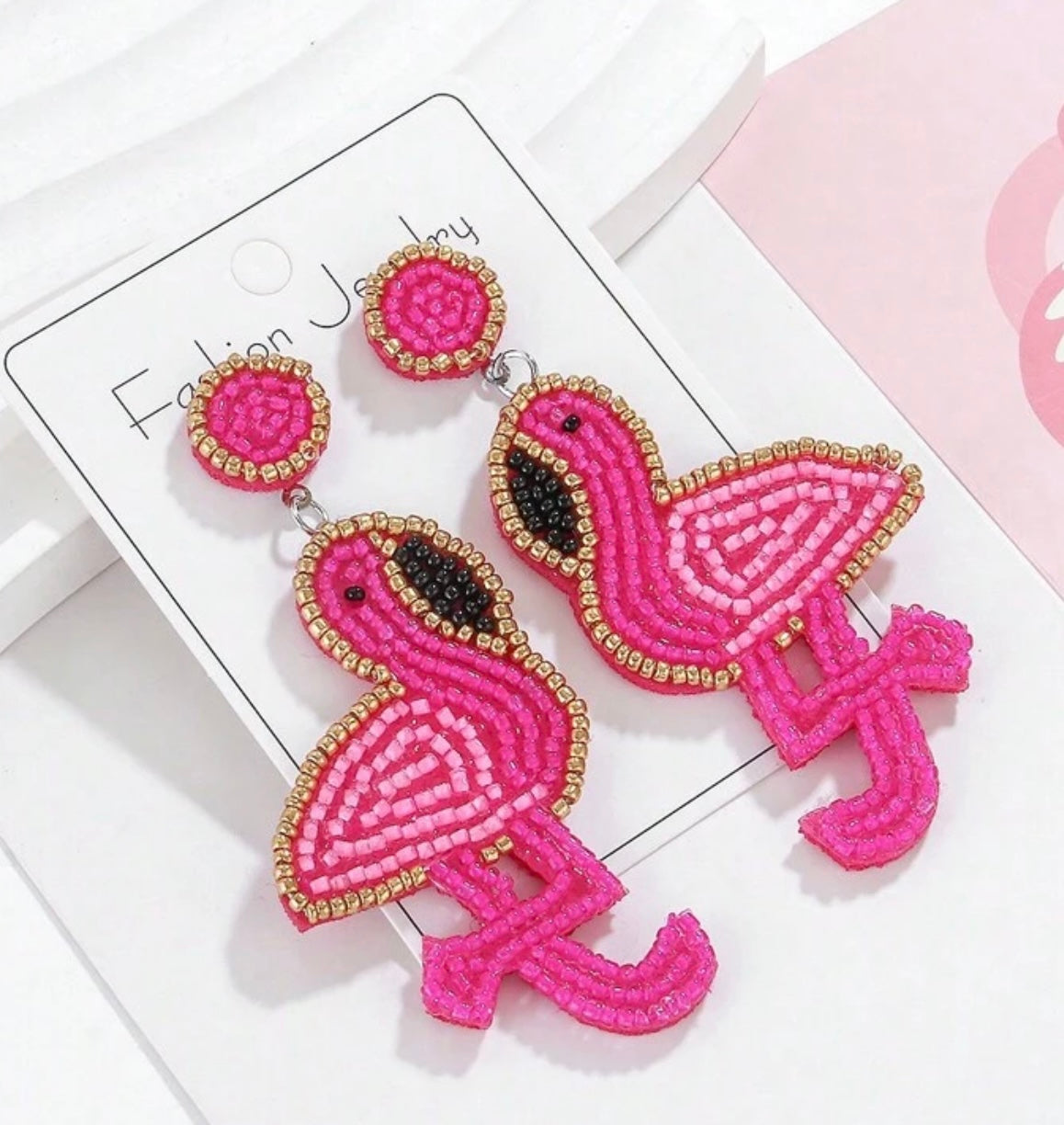 Flamingo Sea Bead Earrings