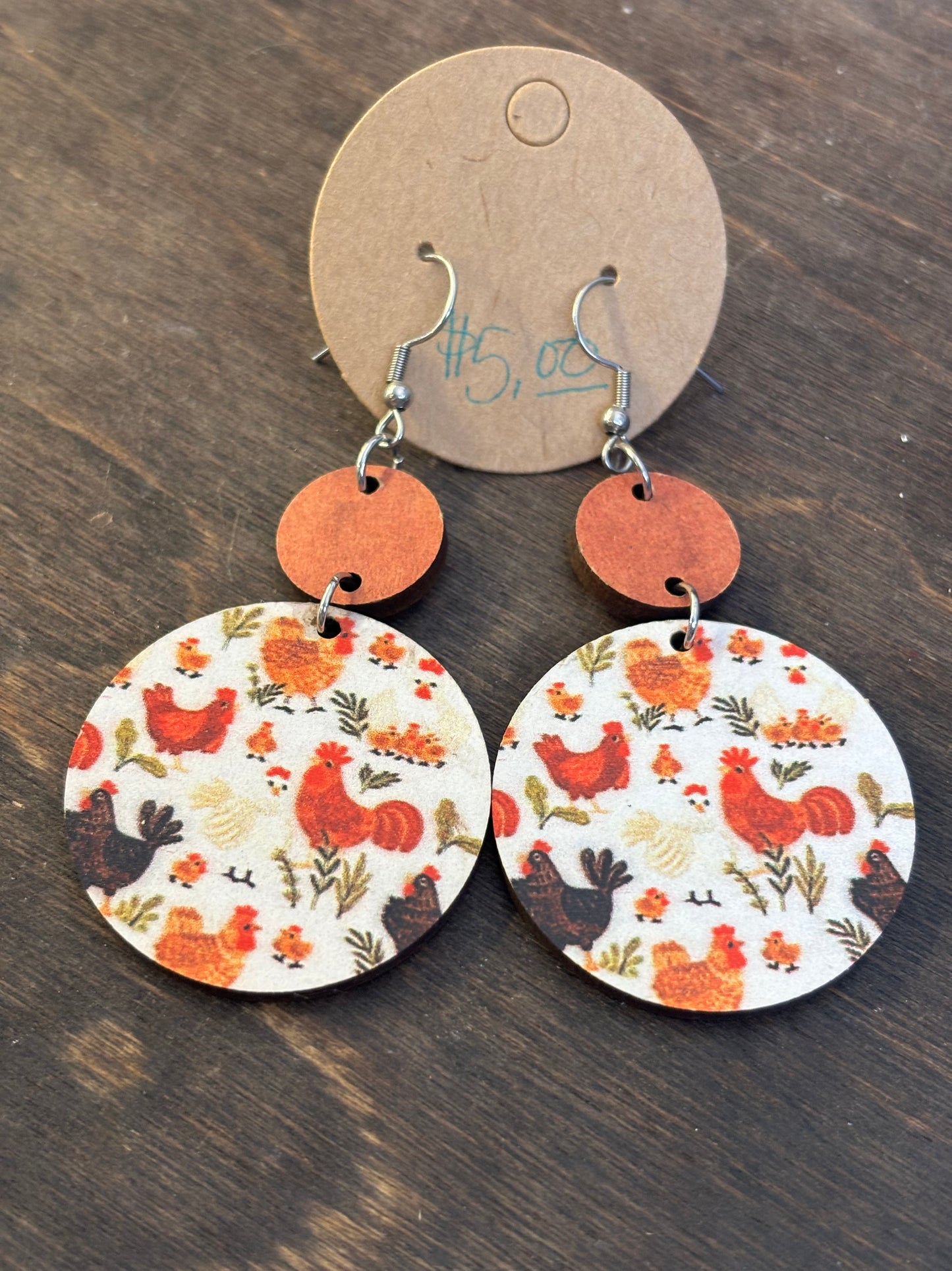 chicken dangle earrings