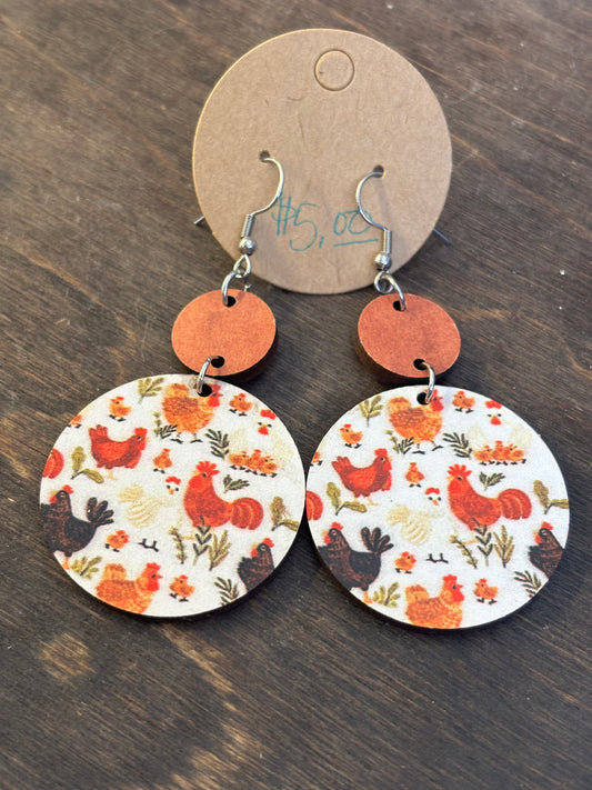 chicken dangle earrings