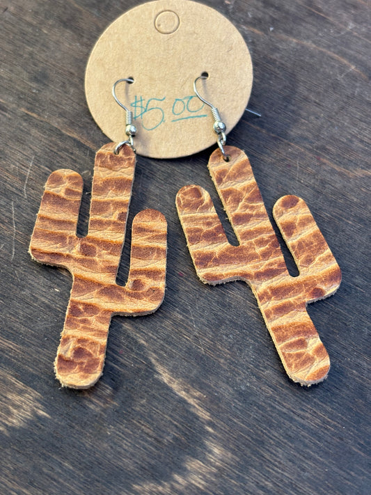 brown cactus earrings