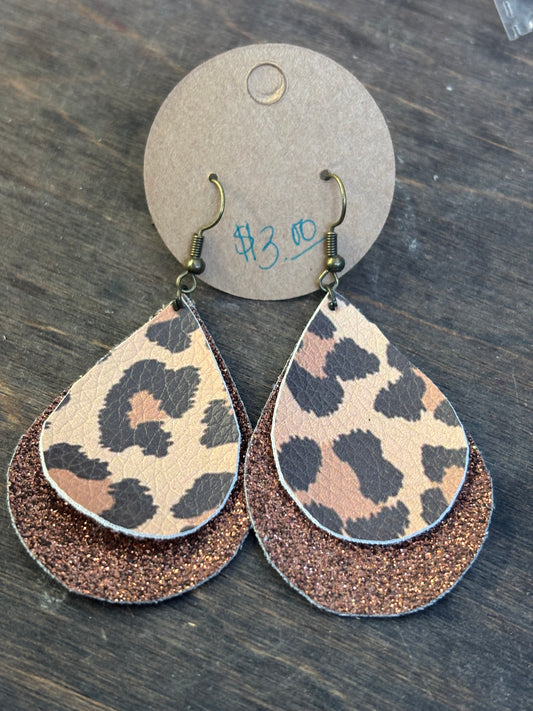 leopard and glitter earrings
