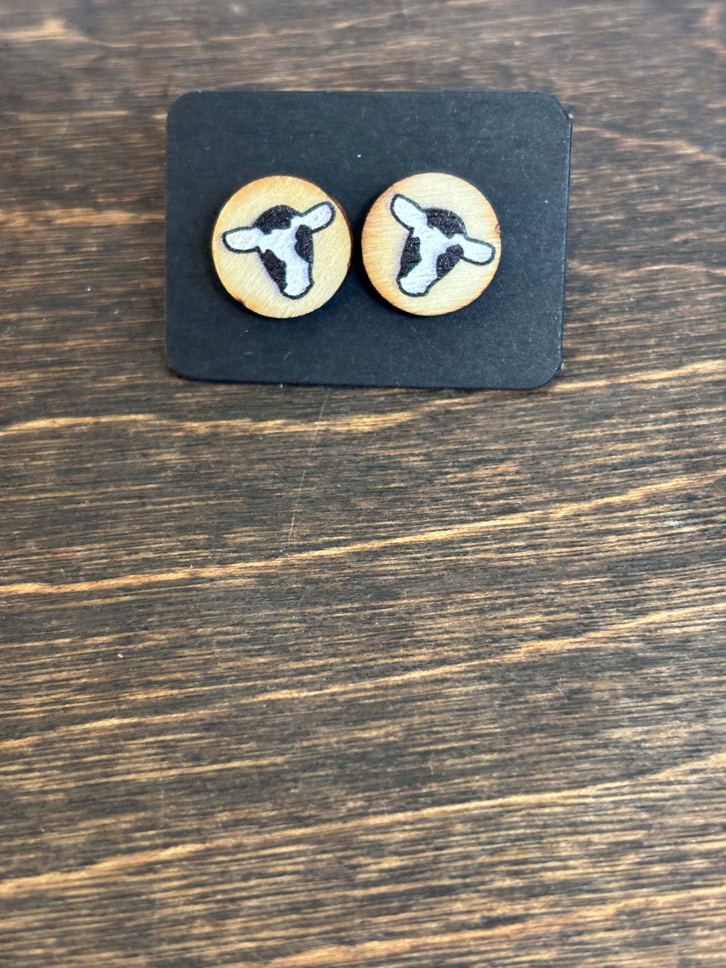Circle Cow Head Post Earrings