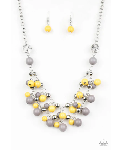 Seaside Soiree- Yellow and Silver Necklace