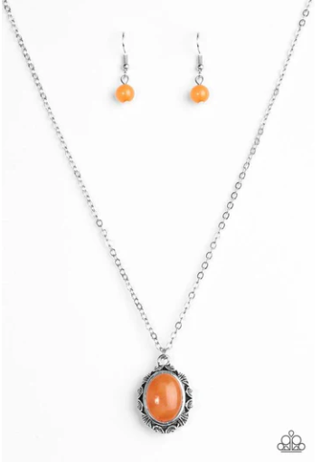 Stone Aura - Orange Necklace - Paparazzi