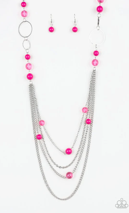 Bubbly Bright - Pink Necklace