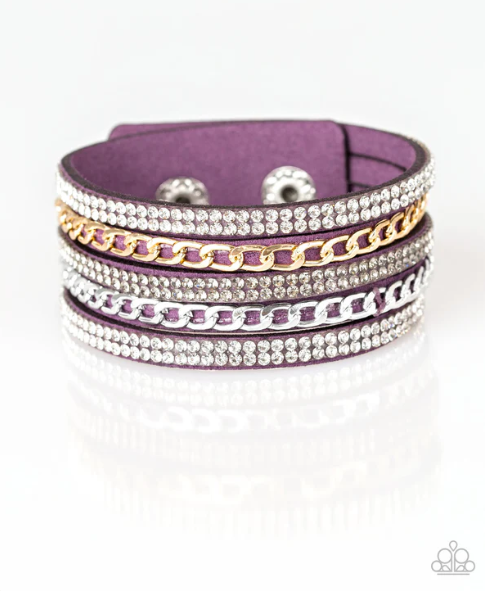 Fashion Fiend Purple Single Wrap Snap Bracelet