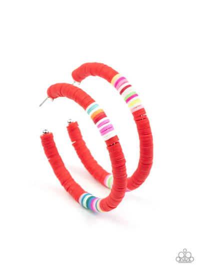 Colorfully Contagious - Red Hoop Earrings